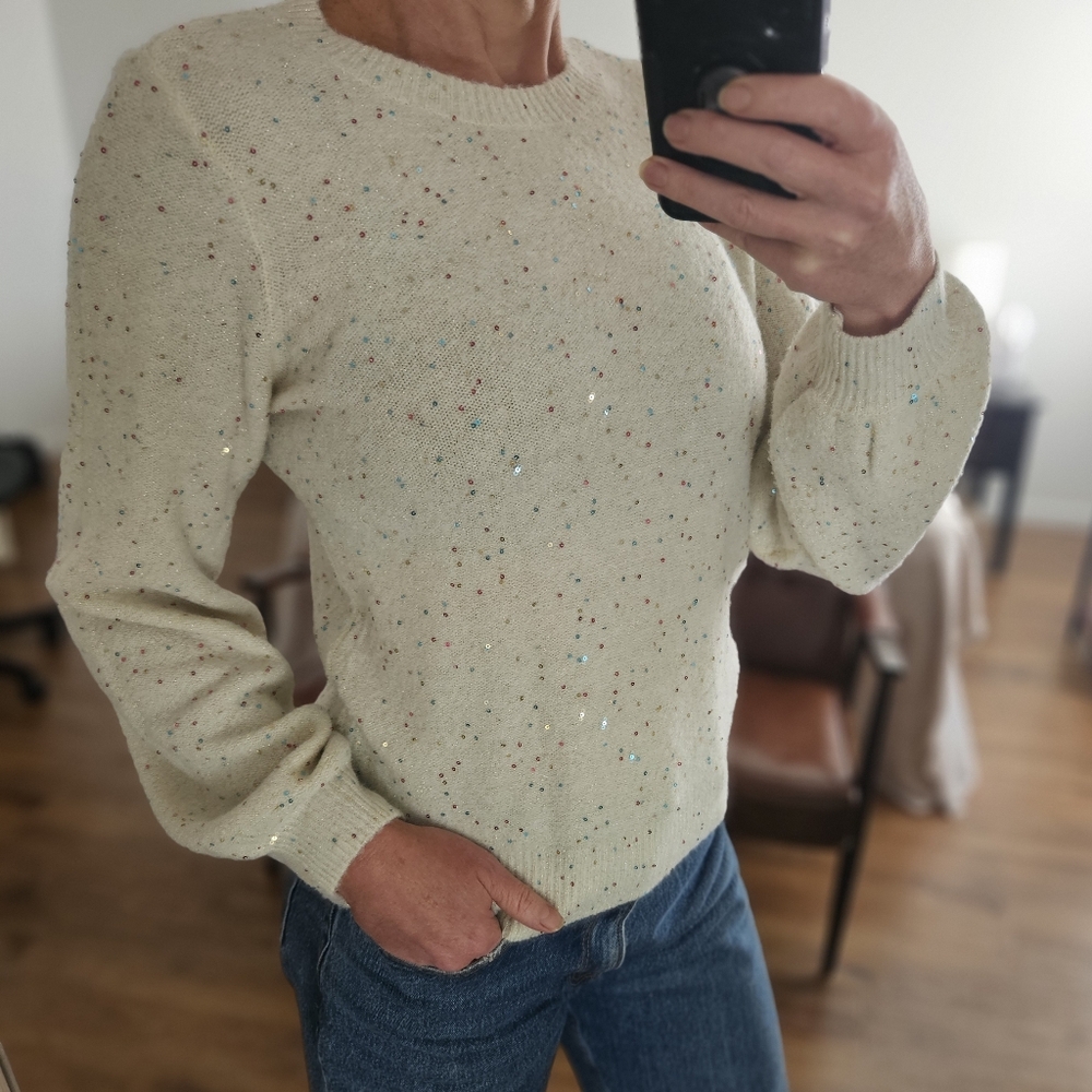 Sparkly Lauren Conrad Cream Sweater
